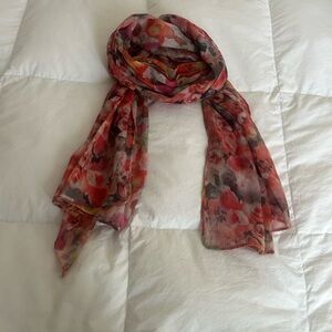 Lightweight Floral Red Scarf